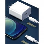 Wholesale iPhone IOS 8PIN Lightning, iPad, Airpods 2in1 20W PD Fast Power Delivery Charger with 3FT USB-C to Lightning Cable (Wall - White)